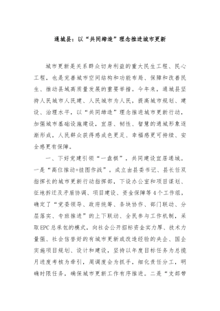 通城县：以“共同缔造”理念推进城市更新