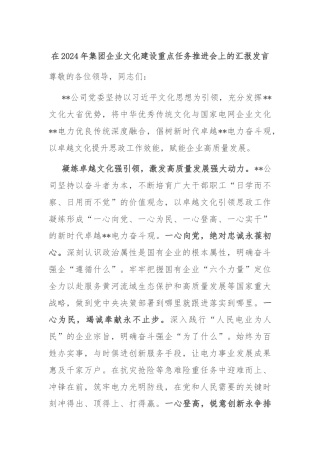 在2024年集团企业文化建设重点任务推进会上的汇报发言