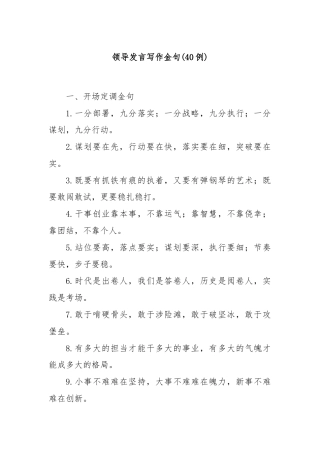 (40例)领导发言写作金句
