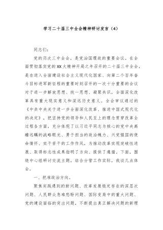 学习二十届三中全会精神研讨发言（4）