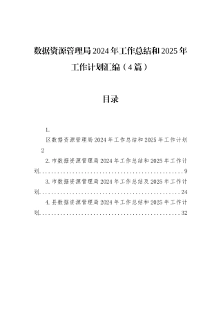 数据资源管理局2024年工作总结和2025年工作计划汇编（4篇）