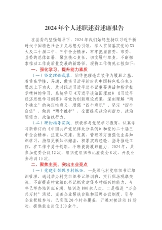 2024年个人述职述责述廉报告