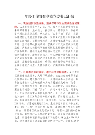 年终工作督查乡镇党委书记汇报