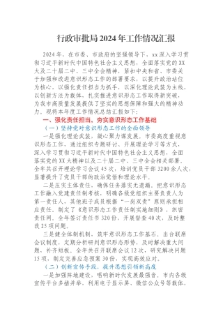 行政审批局2024年工作情况汇报