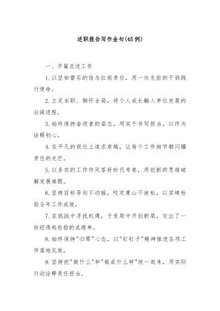 (45例)述职报告写作金句