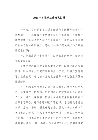 2024年度党建工作情况汇报