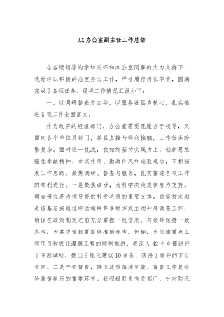 XX办公室副主任工作总结