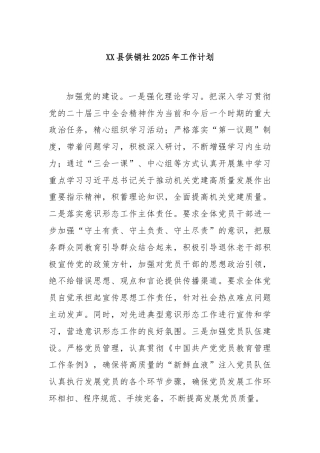 XX县供销社2025年工作计划