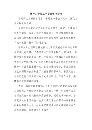 教师二十届三中全会学习心得