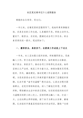 社区党支部书记个人述职报告
