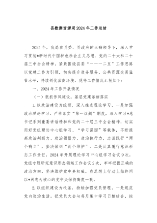 县数据资源局2024年工作总结