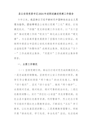 县公安局党委书记2024年述职述廉述党建工作报告