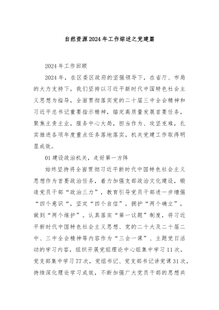 自然资源2024年工作综述之党建篇