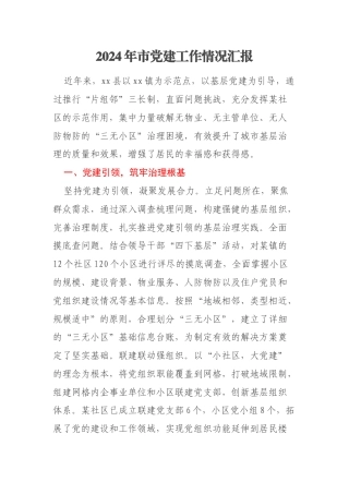 2024年市党建工作情况汇报
