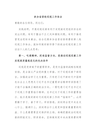 参加省委轮巡视工作体会