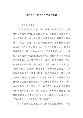 水利局“一把手”年度工作总结
