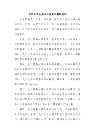 筑牢中华民族共同体意识整改材料