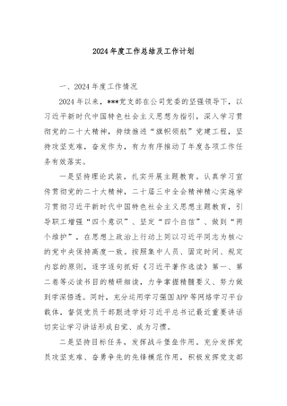 2024年度工作总结及工作计划