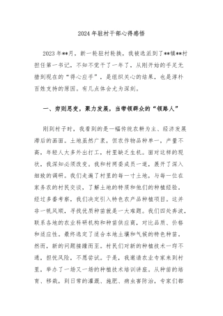 2024年驻村干部心得感悟