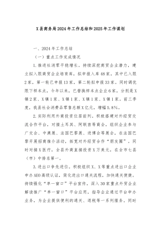 X县商务局2024年工作总结和2025年工作谋划