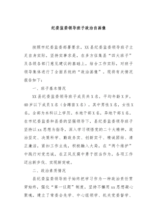 纪委监委领导班子政治自画像