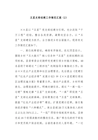 五星支部创建工作情况汇报（2）