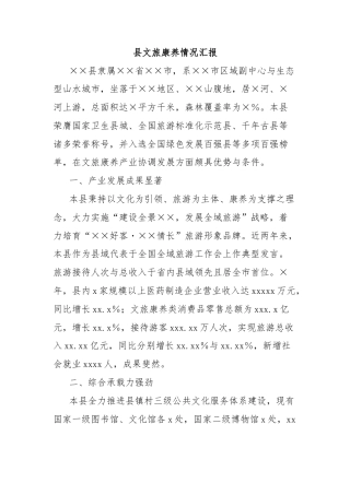县文旅康养情况汇报