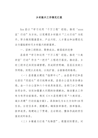 乡村振兴工作情况汇报