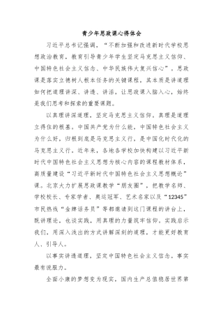 青少年思政课心得体会
