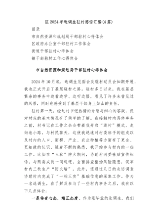 (4篇)区2024年选调生驻村感悟汇编