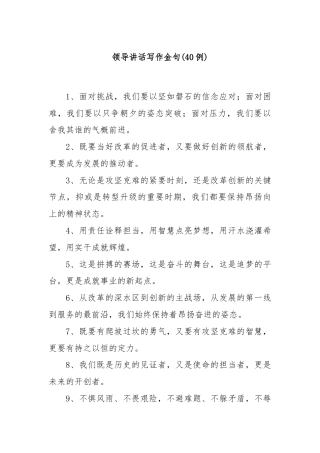 (40例)领导讲话写作金句