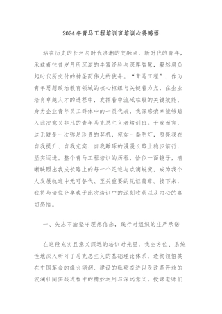 2024年青马工程培训班培训心得感悟