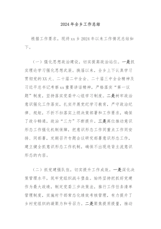 2024年全乡工作总结