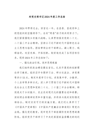 村党支部书记2024年度工作总结