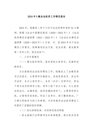 2024年X镇法治政府工作情况报告