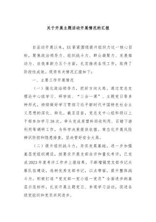 关于开展主题活动开展情况的汇报