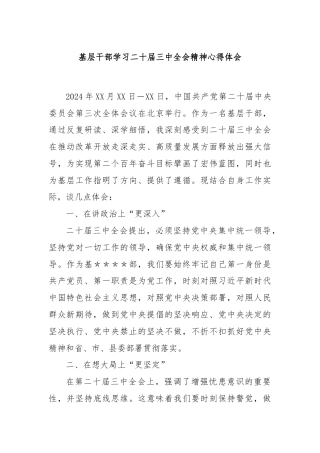基层干部学习二十届三中全会精神心得体会
