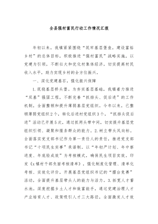 全县强村富民行动工作情况汇报