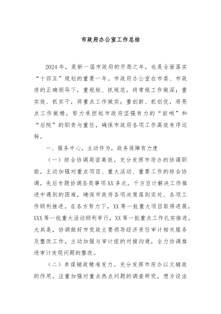市政府办公室工作总结