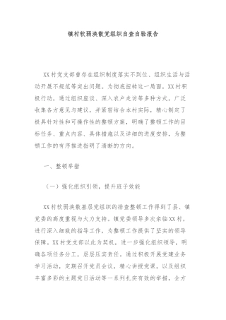 镇村软弱涣散党组织自查自验报告