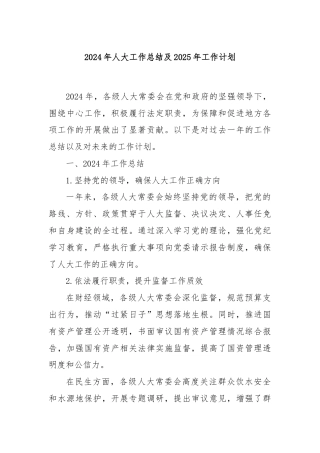 2024年人大工作总结及2025年工作计划