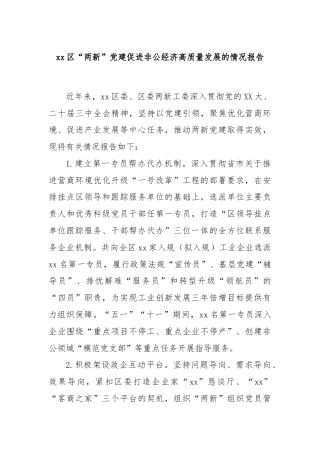 XX区“两新”党建促进非公经济高质量发展的情况报告 - 副本
