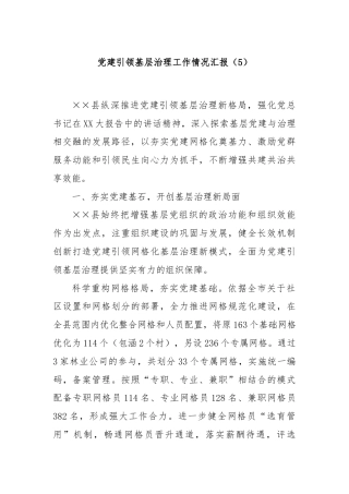 党建引领基层治理工作情况汇报（5）