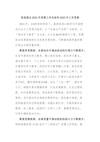 某地国企2024年党建工作总结和2025年工作思路