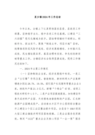 某乡镇2024年工作总结