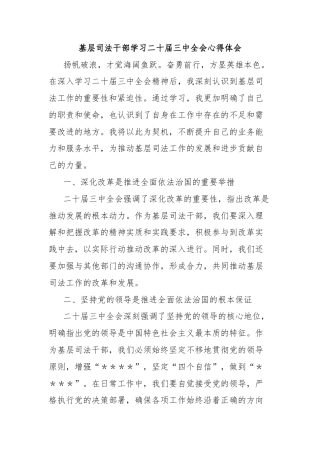 基层司法干部学习二十届三中全会心得体会