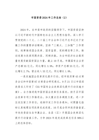 市国资委2024年工作总结（2）