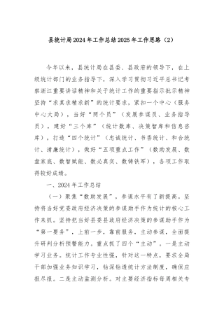 县统计局2024年工作总结2025年工作思路（2）