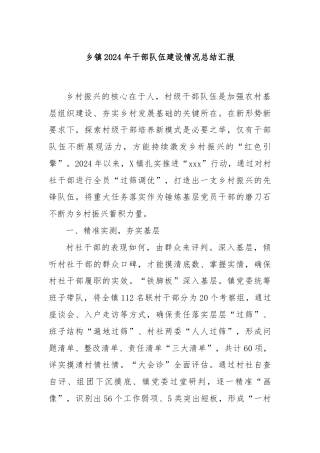 乡镇2024年干部队伍建设情况总结汇报