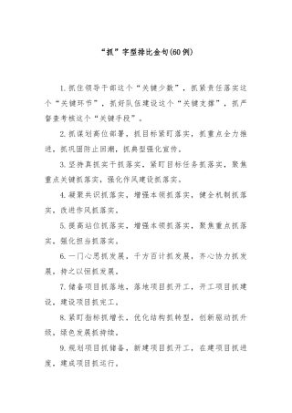 (60例)“抓”字型排比金句